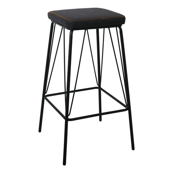 Panton Σκαμπό Bar, Μέταλλο Βαφή Μαύρο, pu Απόχρωση Vintage Black