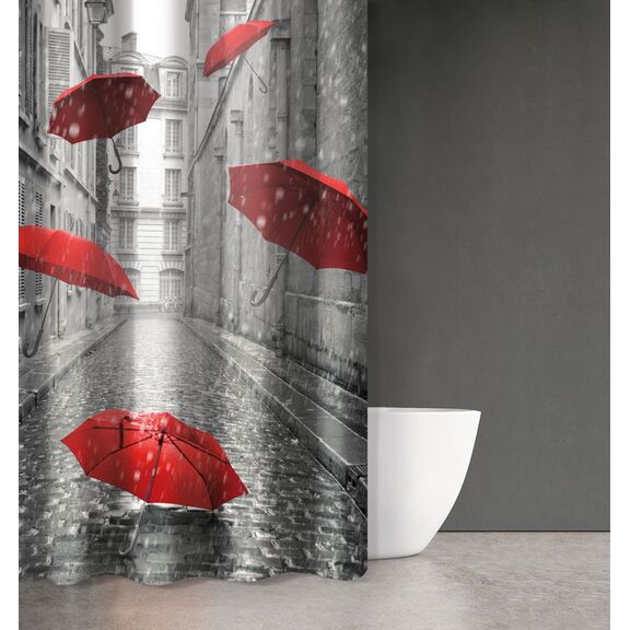 Κουρτίνα Μπάνιου Abstract des 102 με Κρίκους 180x200 Saint Clair  100% Polyester