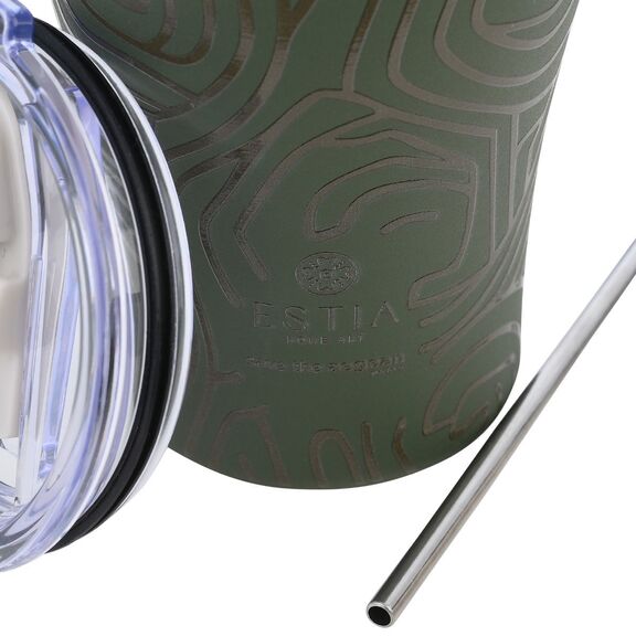 Estia Θερμος Coffee mug Save the Aegean 350ml olive Flow
