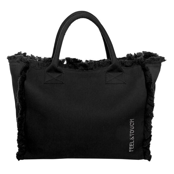 Τσάντα Ώμου Caribbean Black Feel and Touch  100% Cotton