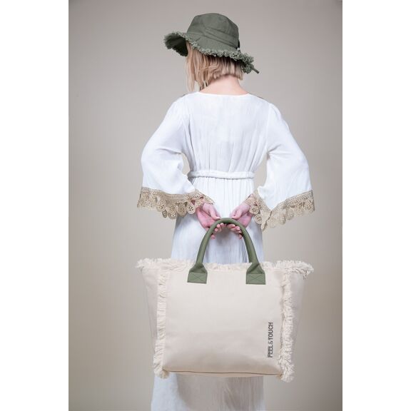Τσάντα Ώμου Caribbean Ammos - Khaki Feel and Touch  100% Cotton