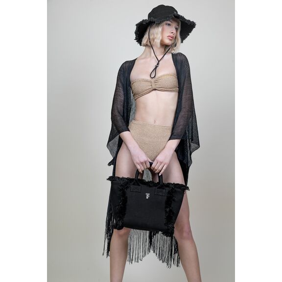 Τσάντα Χειρός Caribbean Black Feel and Touch  100% Cotton