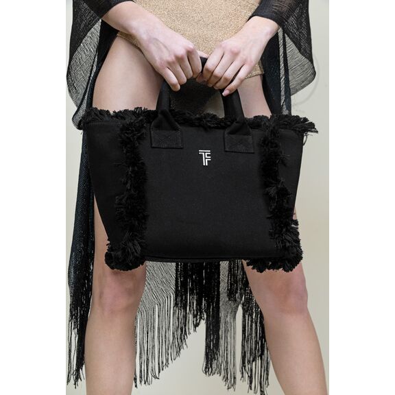 Τσάντα Χειρός Caribbean Black Feel and Touch  100% Cotton