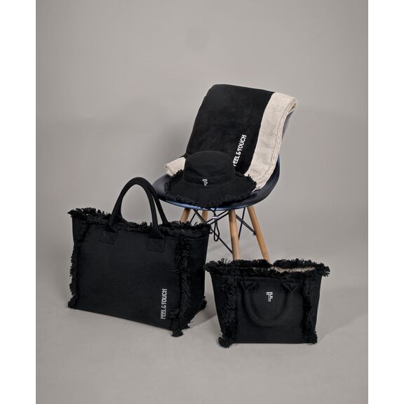 Τσάντα Χειρός Caribbean Black Feel and Touch  100% Cotton