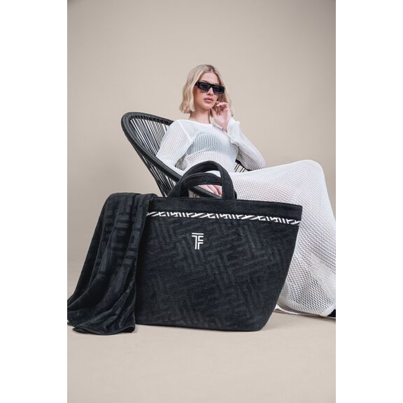 Τσάντα Παραλίας Icon Black Feel and Touch  88% Polyester - 12% Poliammide