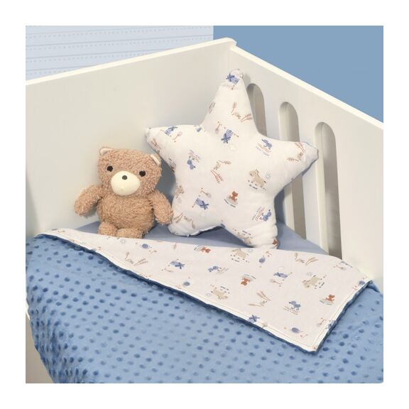 Oliver Baby Des.414 Minky Κουβέρτα Κούνιας Διπλής Όψης ραφ 100x150
