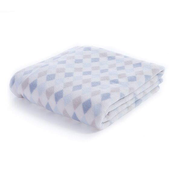 Βρεφική Κουβέρτα Αγκαλιάς fleece 75x110 nef-nef homeware sweet rhombus blue 100% polyester