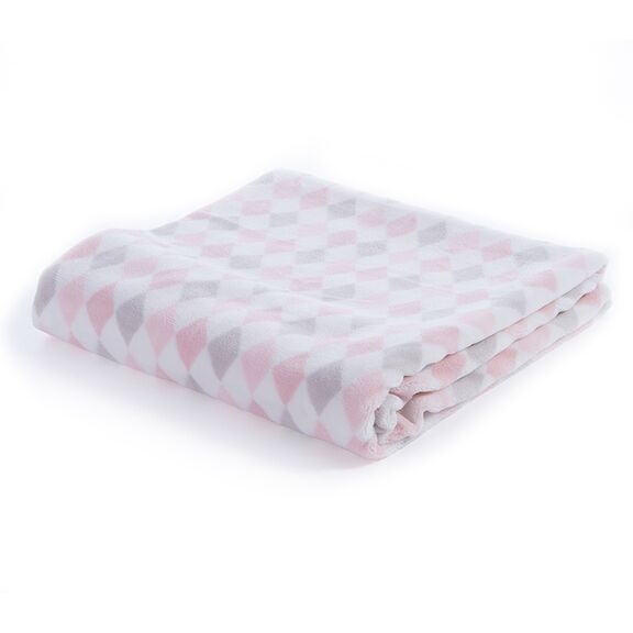 Βρεφική Κουβέρτα Κούνιας fleece 110x150 nef-nef homeware sweet rhombus pink 100% polyester