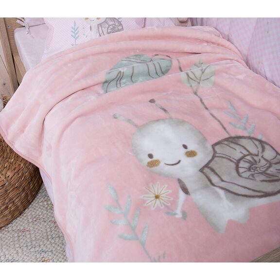 Βρεφική Κουβέρτα Κούνιας 100x140 nef-nef homeware cute snail pink 100% polyester
