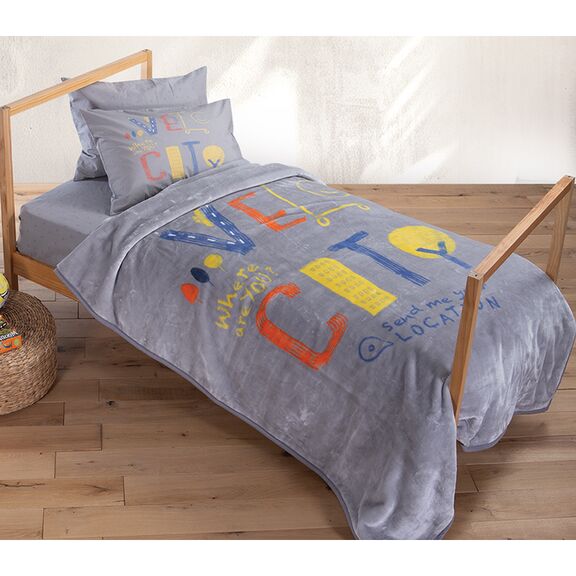 Παιδική Κουβέρτα Μονή 160x220 nef-nef homeware velocity grey 100% polyester