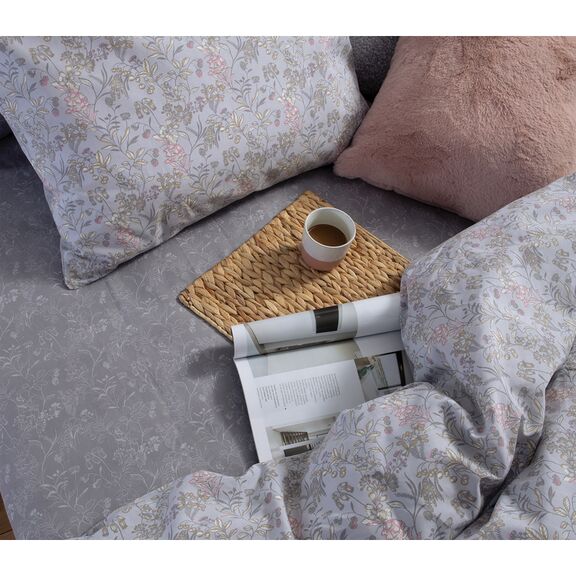 Σεντόνια king size με Λάστιχο Σετ 4τμχ. 180x200+35cm Βαμβάκι nef-nef smart line odete - grey 036311