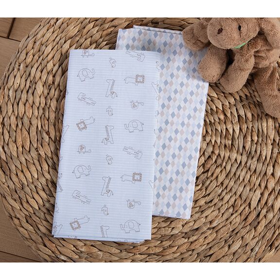 Σετ Βρεφικά Σεντόνια Λίκνου 2τμχ 70x120 nef-nef homeware favorite toys l.blue 100% Βαμβάκι 144tc