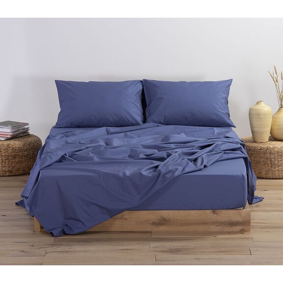 Σεντόνι Διπλό με Λάστιχο 140x200+30cm Βαμβάκι nef-nef basic - 1053 indigo 033508