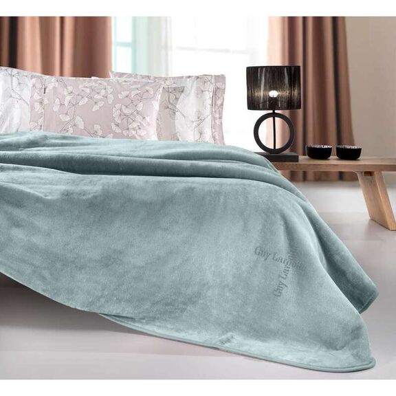 Κουβέρτα Βελουτέ Υπέρδιπλη 220x240cm guy laroche logo - indigo polyester