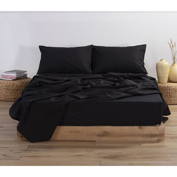 Σεντόνι Διπλό με Λάστιχο 140x200+30cm Βαμβάκι nef-nef basic - 1136 black 033508