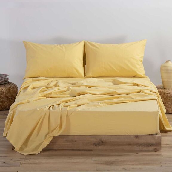 Σεντόνι Διπλό με Λάστιχο 140x200+30cm Βαμβάκι nef-nef basic - 1184 yellow​ 033508