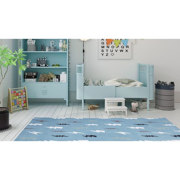 Παιδικό Χαλί Diamond Kids 8471/230 Γαλαζοπράσινο με Κεραυνούς - 1,70x2,40 Colore Colori