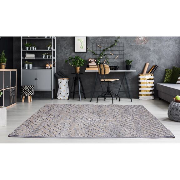 Χαλί 4 Εποχών Mambo 8207/70 Γκρι Μπεζ Τουβλάκια - 1,30x1,90 Colore Colori